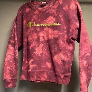 Champion Pink Purple Gold Tie-Dye Cropped Sweatshirt